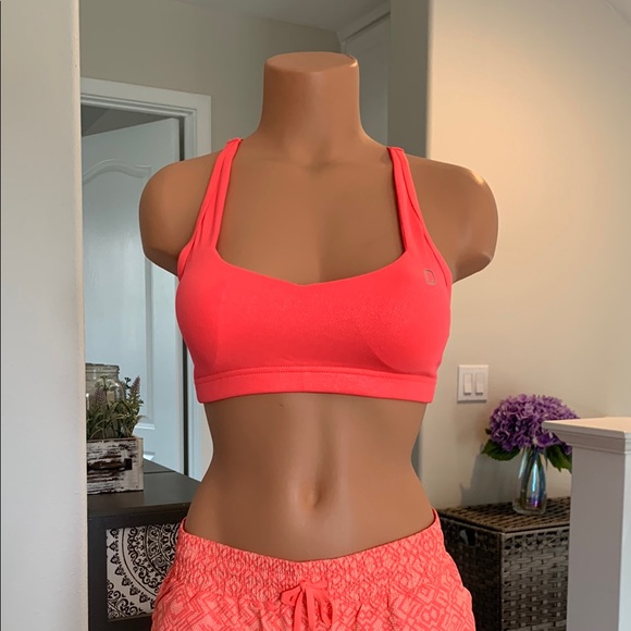 Lorna Jane Bright Orange Shimmer Sports Bra - Picture 4 of 7
